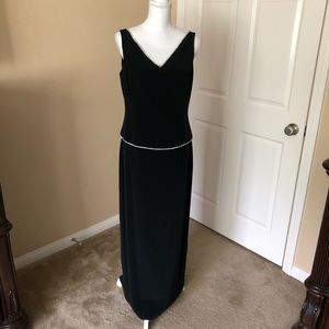 An elegant black evening dress
